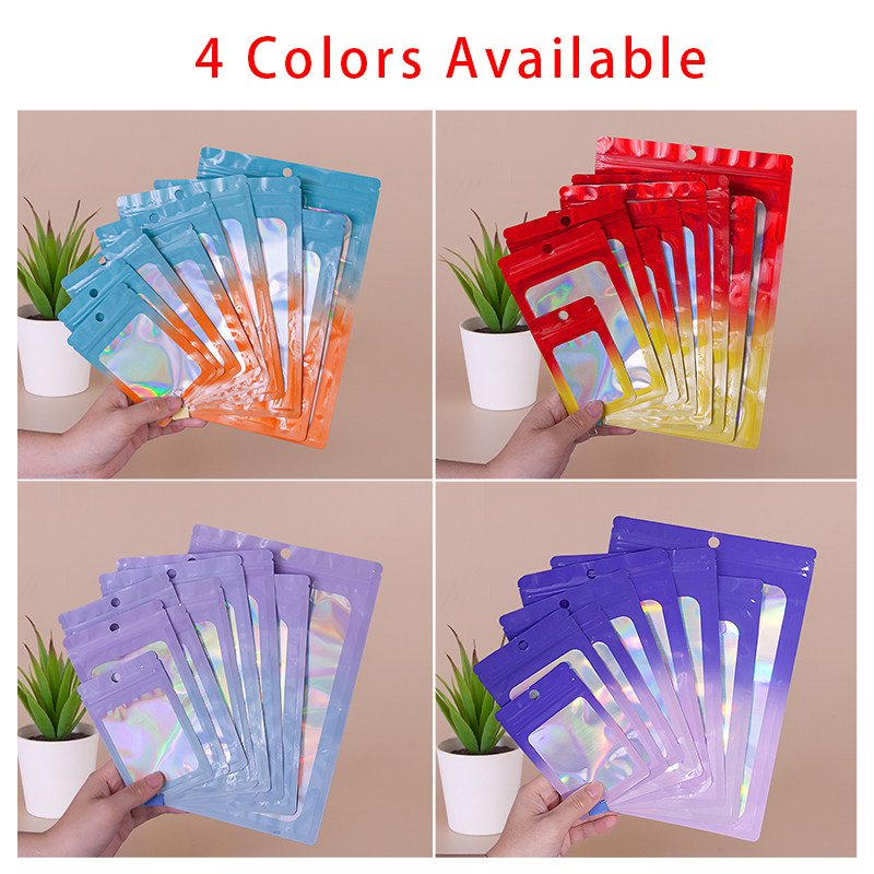 Dried Fruit - Holographic Color Square Zipper Bag, Food‑Grade