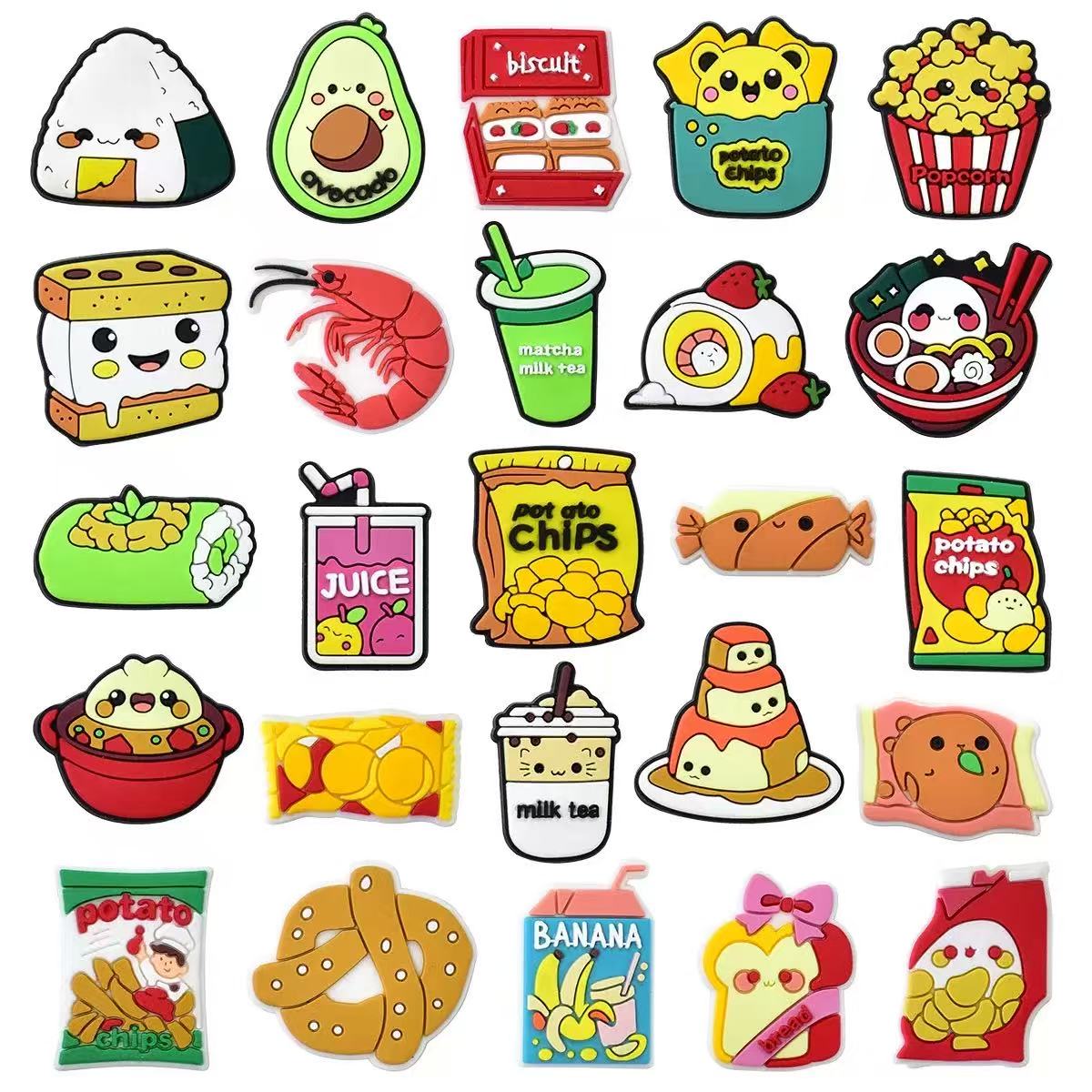 Food Snacks Drinks - 25-100pcs Mixed Food Series Shoe Charms