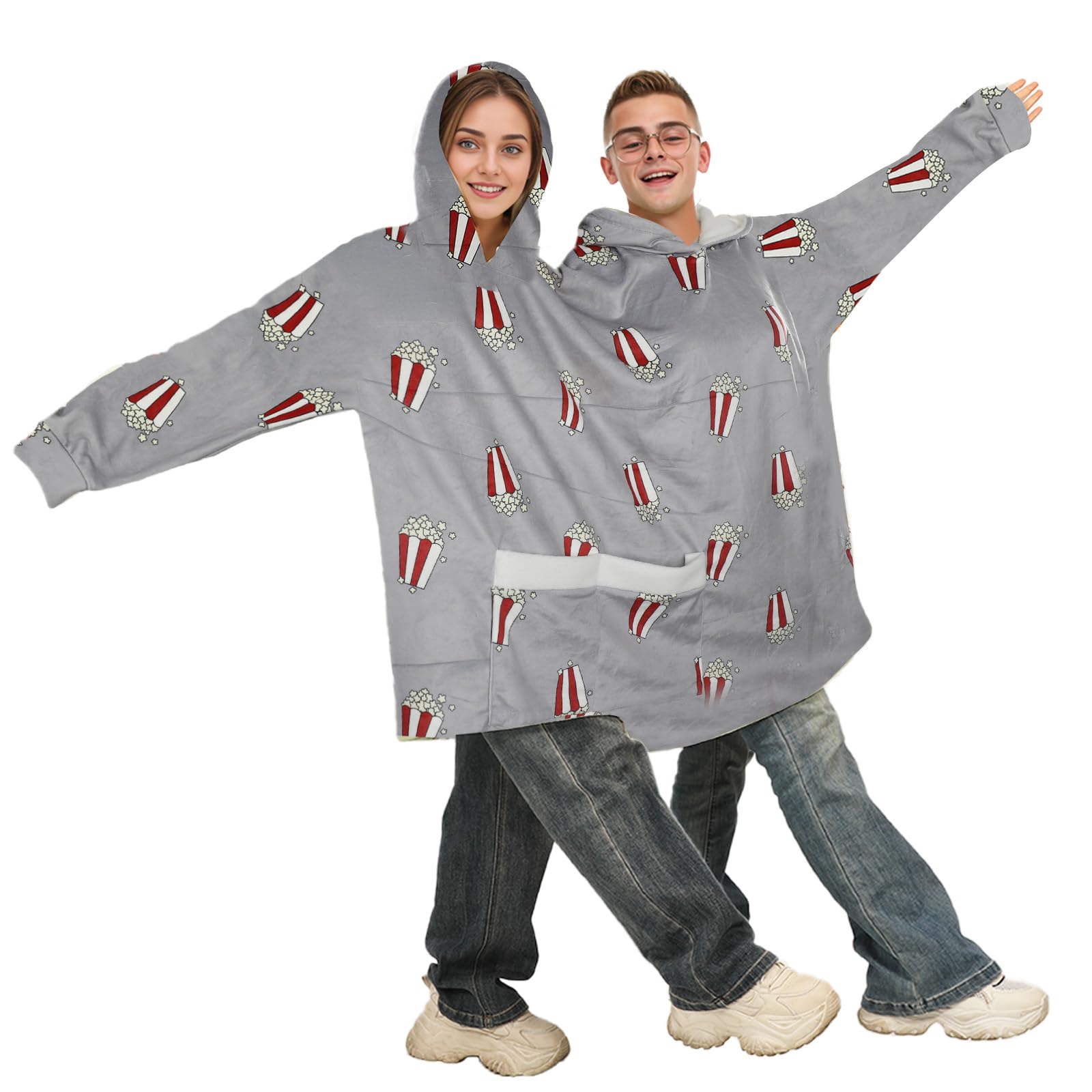 Popcorn - Popcorn Print Matching Couples Pajamas Hoodies