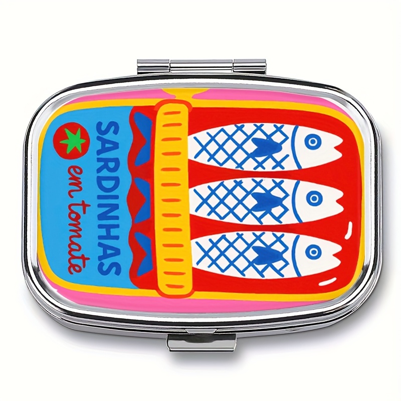 Seaweed Snack - Portable 2-Grid Metal Pill Box, Vintage