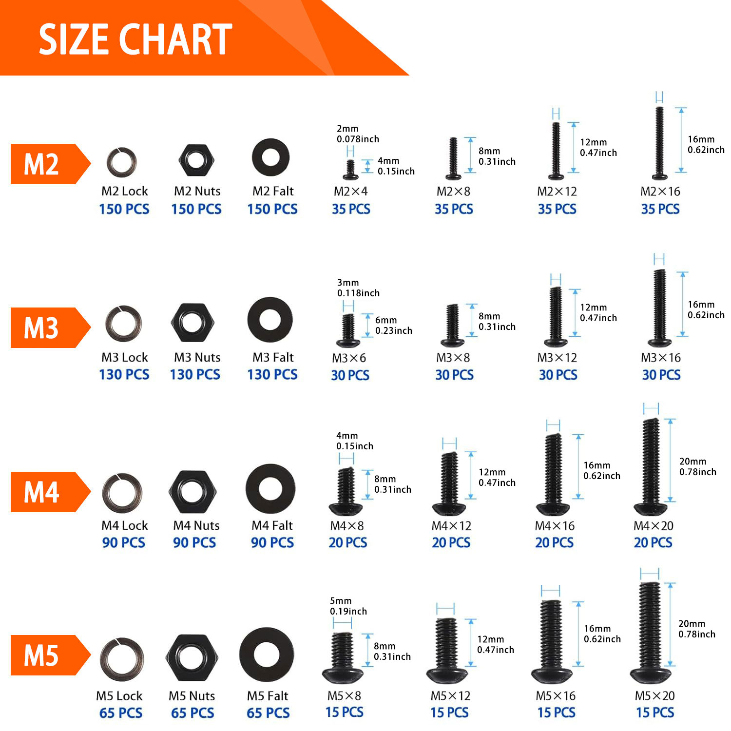 1705PCS Hex Button Head Screw  - Nuts Mix recension och pris