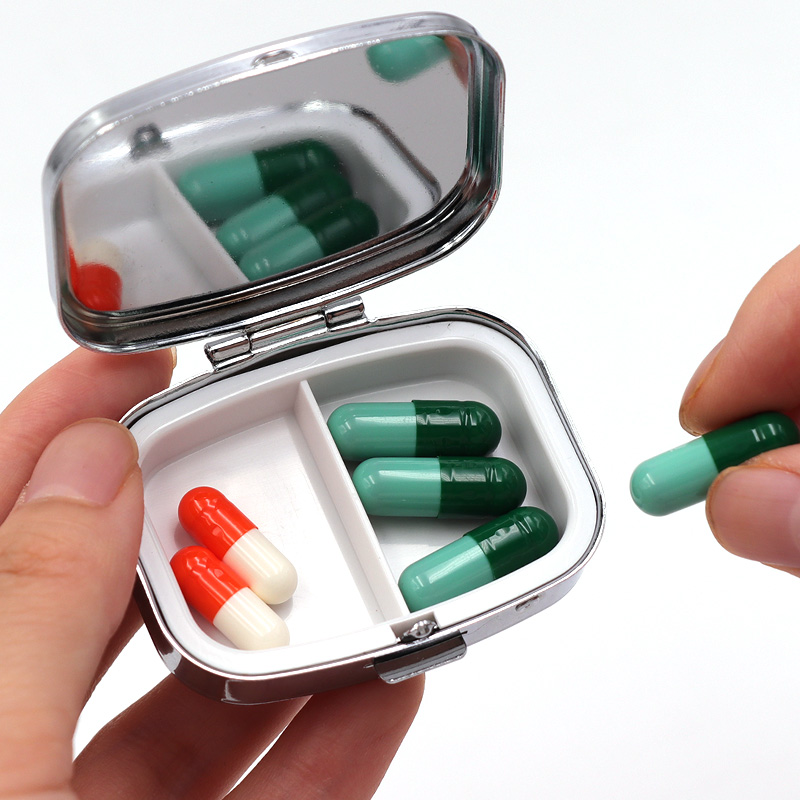 Portable 2-Grid Metal Pill Box - Seaweed Snack recension och pris
