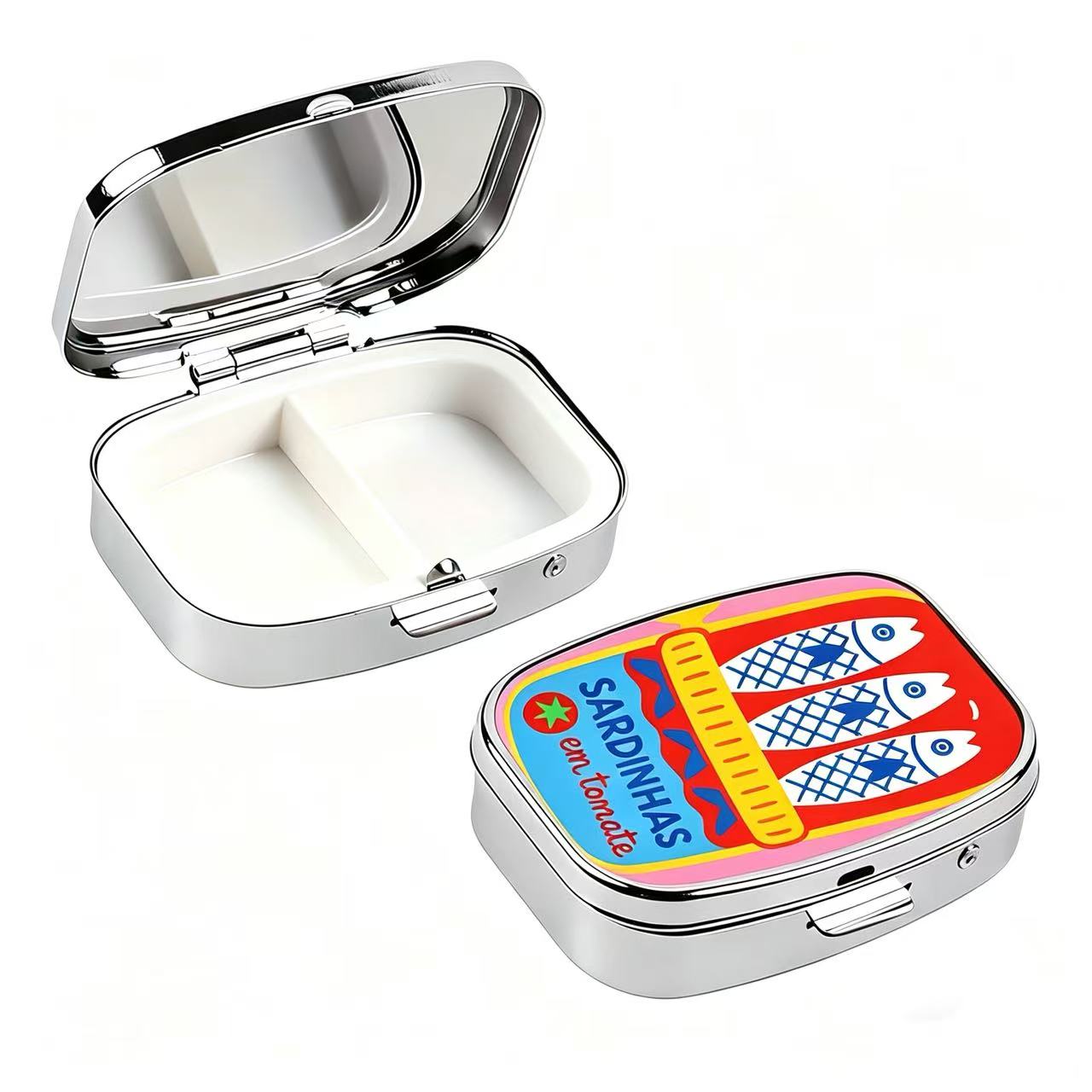 Portable 2-Grid Metal Pill Box - Seaweed Snack recension och pris
